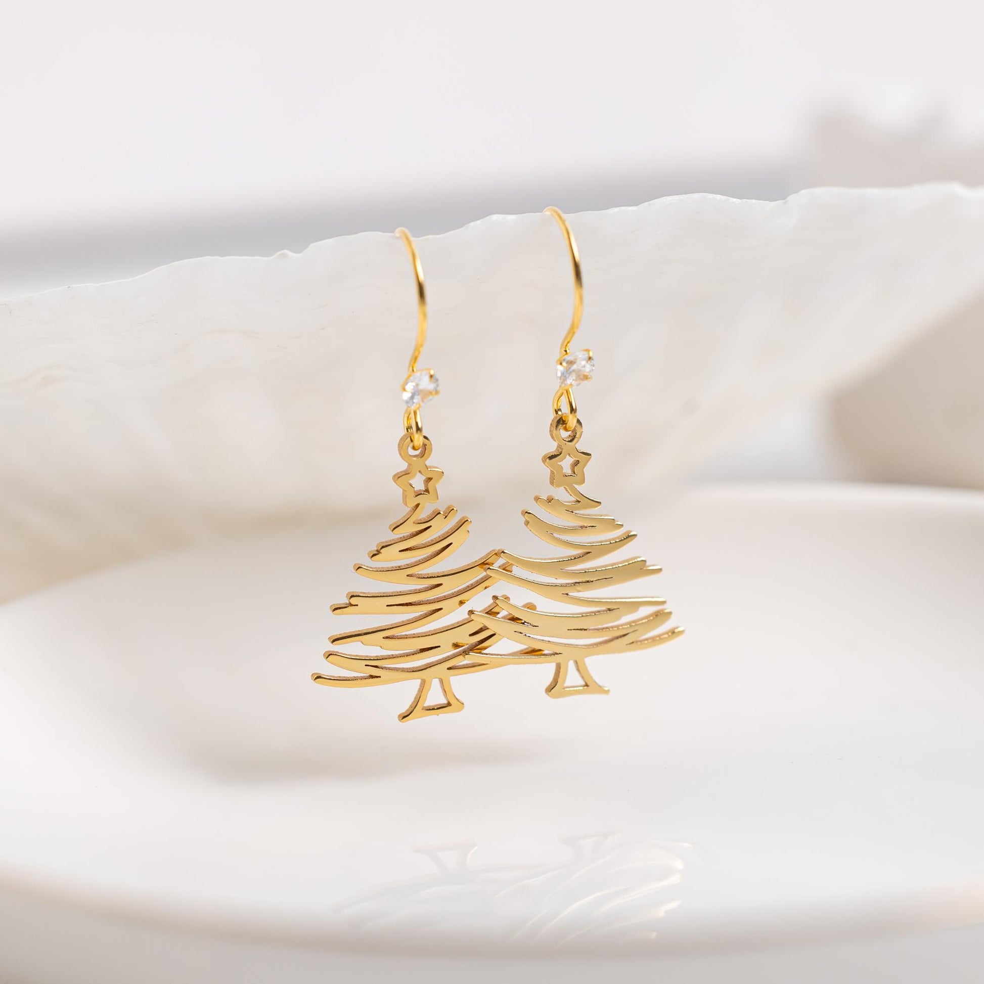 Sterling Silver Christmas Tree Earrings for Women, Christmas Tree Pendant, Dainty Christmas Jewelry, Christmas, Holiday Gift, Gift for Her