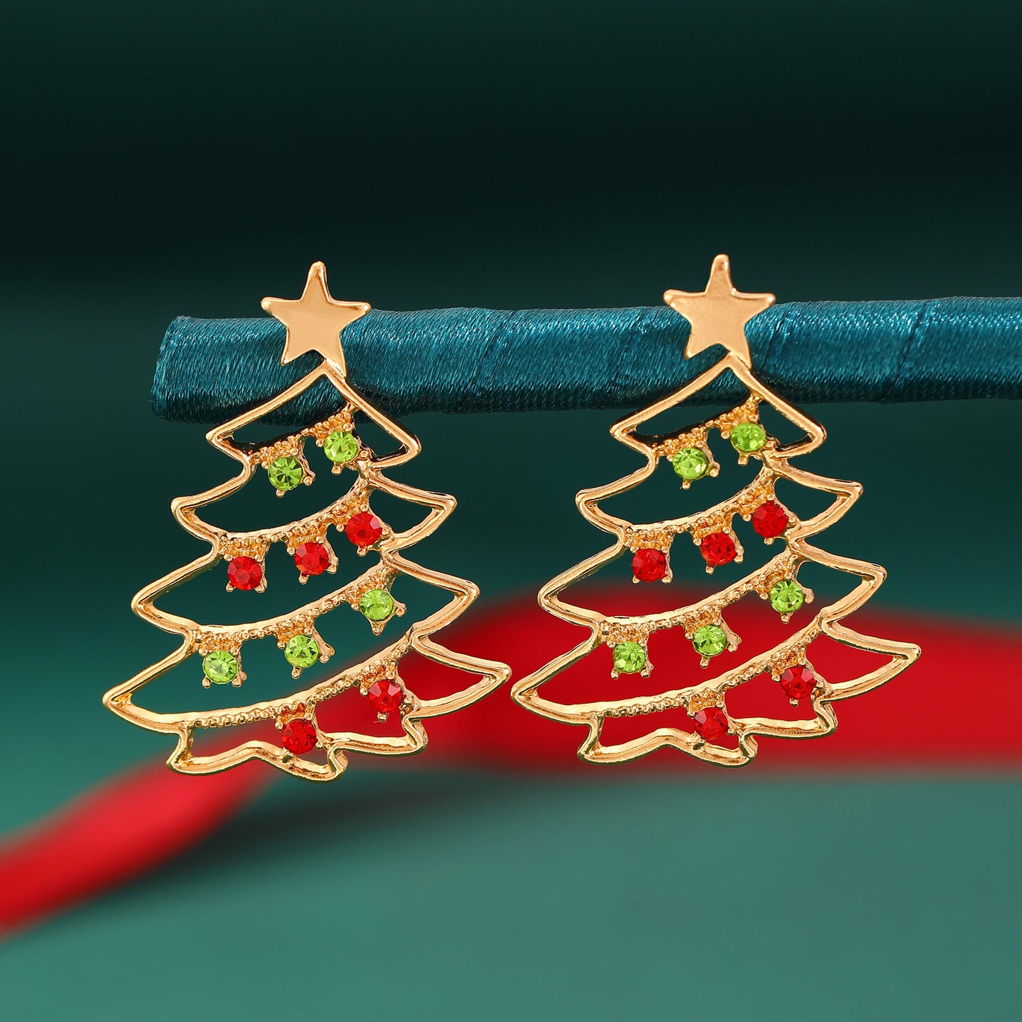 Christmas Earrings with Christmas Tree Colorful Zircon Christmas Tree Earrings for Women Personality Earrings Party Jewelry Christmas Gift