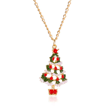 New Design Christmas Earrings Cute Christmas Tree Earrings Christmas Tree Necklace Set for Women Girls Christmas Gifts Jewelry