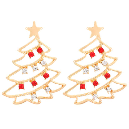 Christmas Earrings with Christmas Tree Colorful Zircon Christmas Tree Earrings for Women Personality Earrings Party Jewelry Christmas Gift
